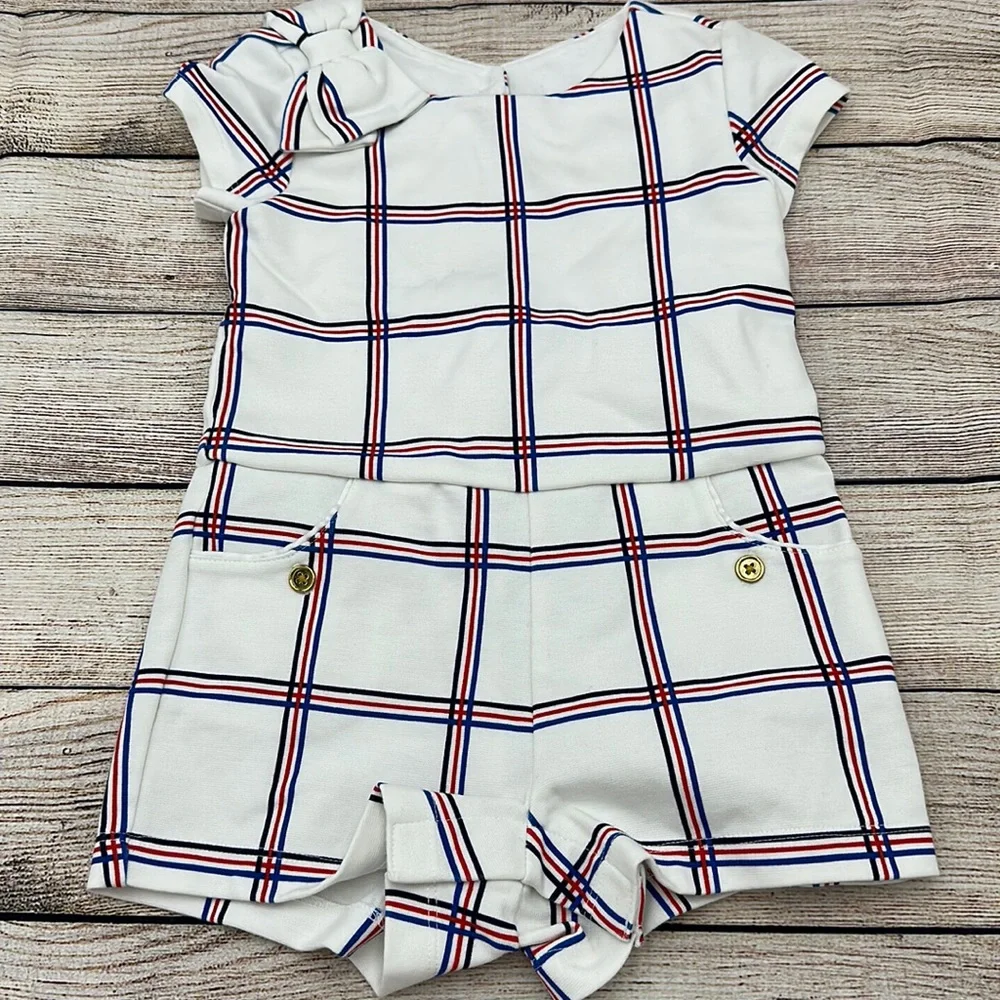 Janie and Jack Red White and Blue Romper with back Cut-out Size 18-24 M - Picture 1 of 5